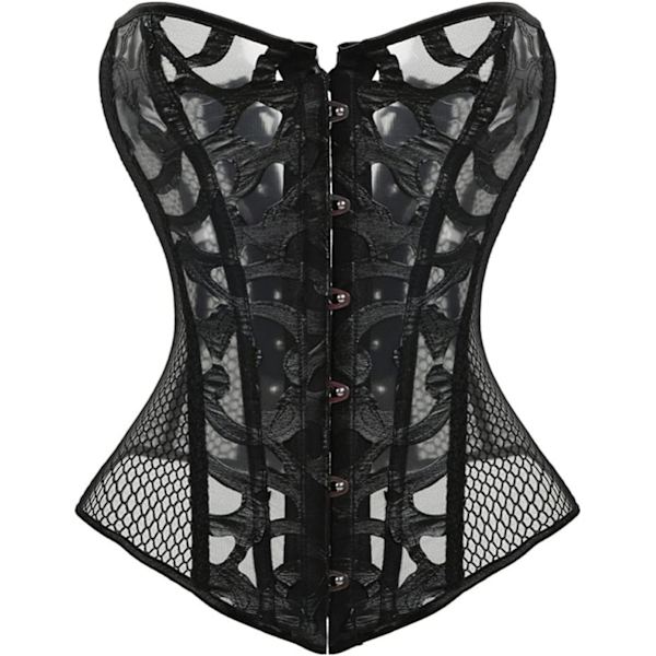 rLove Korsett Satin Overbust Snörning Busiter Shapewear Outfit Svart X-Small