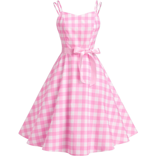 Vintage 1950-talets Rockabilly Polka Dots Audrey Hepburn Swing Tea Cap-Sleeve Klänning Cocktail 50-tal 60-tal Födelsedagsfest Klänning Rosett Rosa Vit X-Large