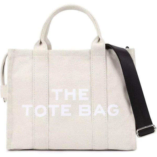 SED Dam Canvas Tote Väskor Casual Canvas Crossbody Väska Med Dragkedja Dubbla Axelremmar Canvas Axelväskor för Sho 01-beige