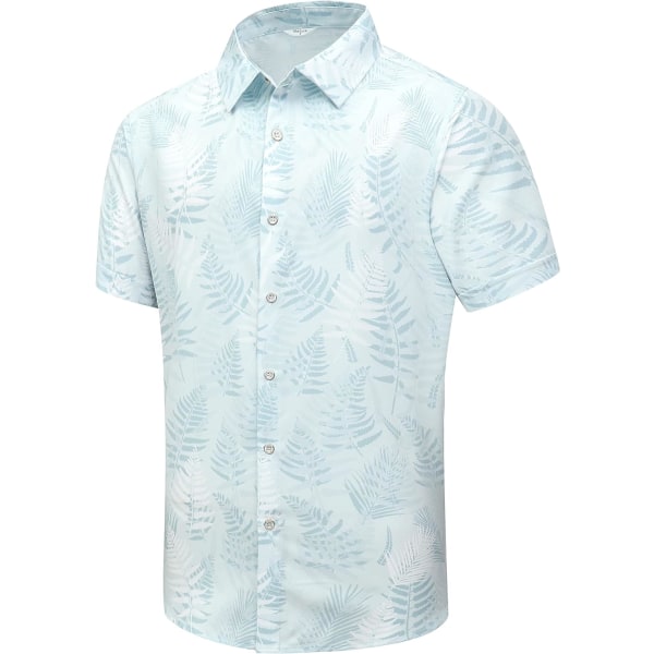 cki Hawaiiskjorta för män, unisex sommarstrand Casual Kortärmade Button Down-skjortor, printed Palmskugga Kläder Blad Ljusgrön2 Liten