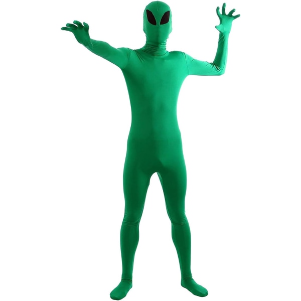 ler Spandex för män och kvinnor för hela kroppen Zentai Costume Body Grön Alien Large