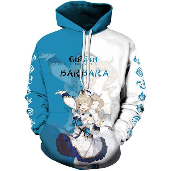 Cosplay Genshin Impact Anime Pullover Hoodie - Halloween Unisex Vuxen Manga Tröja Merch Kängurufickor  X-Large