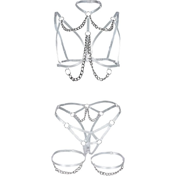 Kvinnors Lingerie Sexig Teddy One-Piece Spets Babydoll Fishnet BabyDoll Bodysuit Nattlinne Q00938j-silver Stor