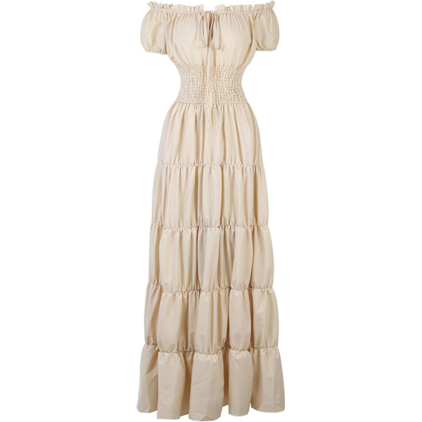 tunemi Renässansdräkt Kvinnor Medeltida Chemise Klänning Bondetoppar Irländsk Underklänning Beige Stor