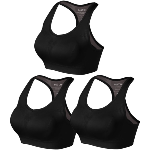 ch Sport-BH för kvinnor Trådlös, sömlös vadderad Racerback Yoga-BH för Workout Gym Activewear med avtagbara kuddar #0001 1 paket med 3 (bla 3X-Large