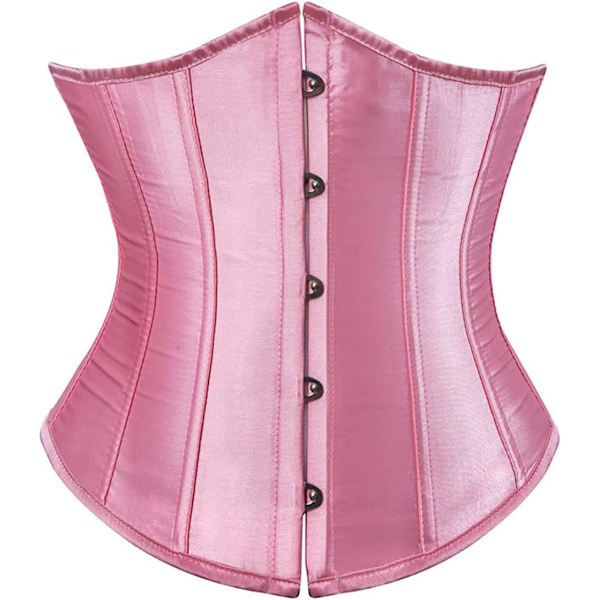 HOU Dam Bustier Korsett Topp Plus Storlek Satin Midja Cincher Overbust Bustiers Rosa-3 Medium
