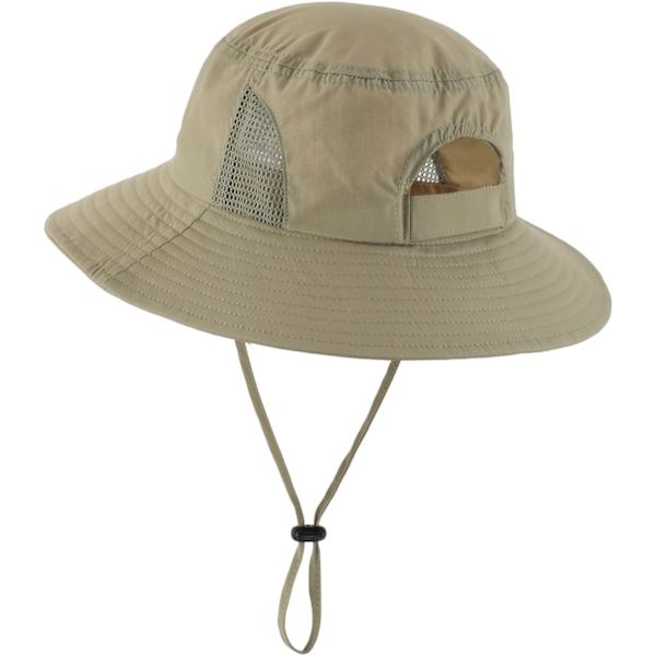 racy Barn Hat UPF 50+ Solhatt Vattenavvisande Hästsvans Hinkhatt för Flickor Ljus Khaki 2-4T