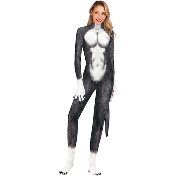 eiren Kvinnors Spandex Helkropp Djur Mjölk Ko Zentai Catsuits Kostym med Svans Bodysuits… 1003 X-Large