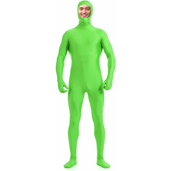 amHigh DH Herr Lycra Spandex Helkroppsdräkt för damer Zentai kostym-öppen ansikte limegrön stor