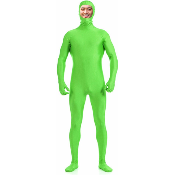 amHigh DH herr- och damlycra spandex heldräkt zentai-dräkt - öppet ansikte limegrön X-Small