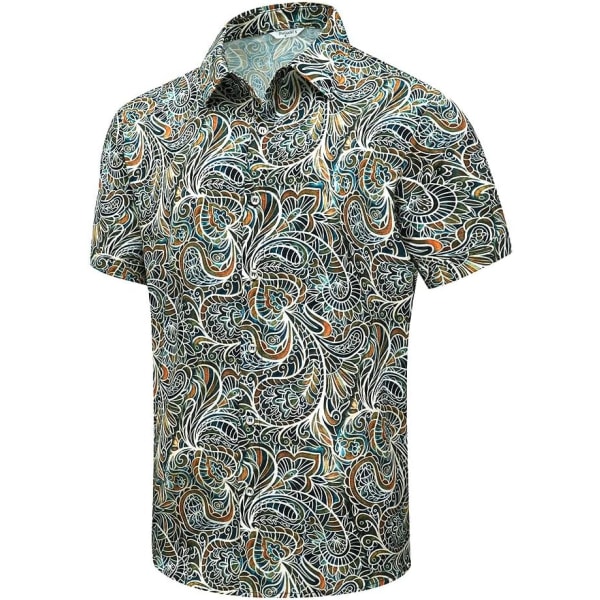 cki hawaiiansk skjorta för män, unisex sommarstrand Casual kortärmade skjortor med knappar, printed palmskugga kläder Paisley Flerfärgad Medium