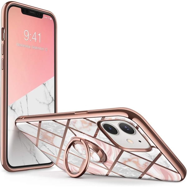 lason Cosmo Snap case Designad för iPhone 12/iPhone 12 Pro 6,1 tum (2020 release), smal med inbyggd 360° roterbar Ri-marmor