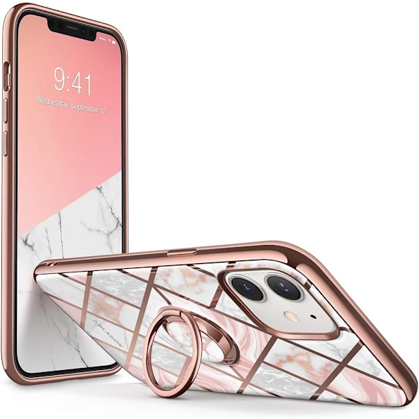 lason Cosmo Snap Case Designad för iPhone 12/iPhone 12 Pro 6.1 tum (2020 Release), Slim med inbyggd 360° roterbar Ri Marble