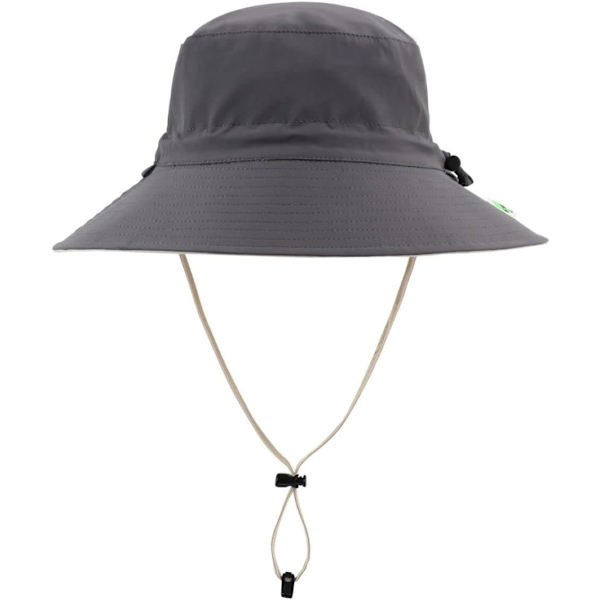racy Toddler Kids UPF50+ Solhatt Reversibel Bred Brätte Solskydd Hatt för Pojkar Flickor Grå/Beige 8-12 År