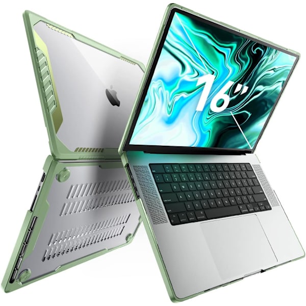 CASE Unicorn Beetle Series Fodral för MacBook Pro 16 tum (2021 Release) A2485 M1 Pro / M1 Max, Dubbelskikts Hårdskal Prot BBGreen