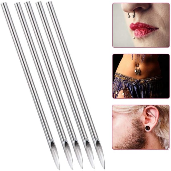 Prcing Needle Kit, 100 stycken, engångsnålar för steril tatuering, för näsa/öra/14G