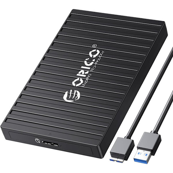 Hårddiskhölje 2,5 tum USB 3.0, 5 Gbps verktygsfritt externt hårddiskhölje för 9,5 mm 7 mm 2,5 tum SATA SSD HDD, med UASP-stöd, USB-kabel svart
