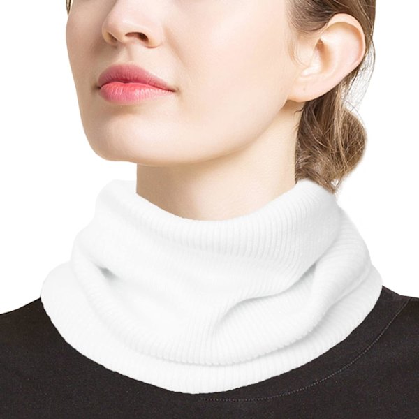 re Maison Vinter Tjock Oändlighetssjal för Kvinnor, Män, Unisex, Varm Stickad Kashmir Ullhalsduk, Cirkel Loop Sjal 8-vit