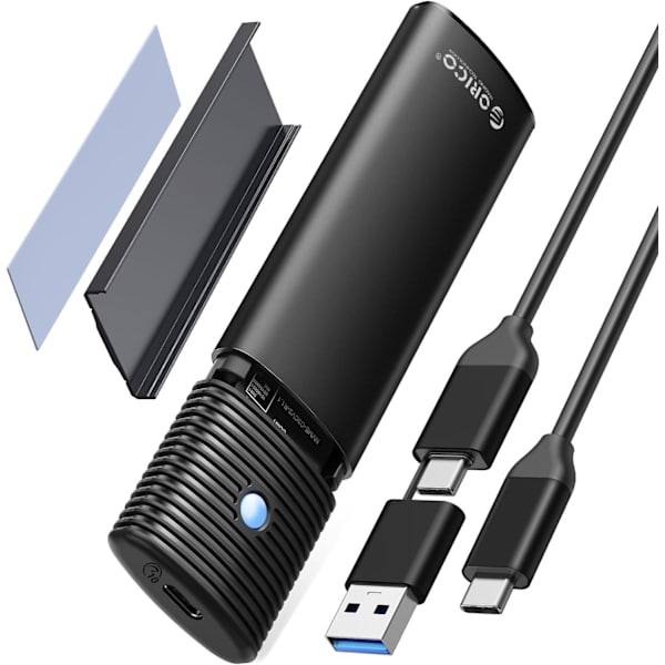 M.2 NVMe SATA SSD-höljesadapter verktygsfri, USB C 3.2 Gen 2 10 Gbps NVME, 5 Gbps NGFF SATA PCIe M-Key(B+M Key) 2230/2242/2260/2280, Aluminium Externa