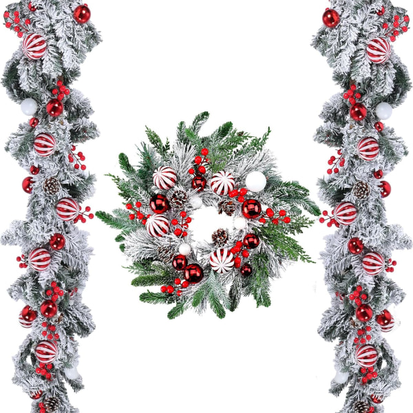 une Christmas Girl krans Set 8,2 fot Crestwood Spruce Christmas Girls Wreath 24 tums julkrans för framsidan