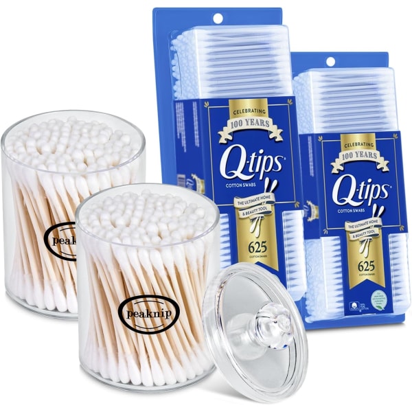 knip 2-pack 500 Count Q-tip bomullspinnar - mångsidiga, mjuka och fasta bomullsknoppar för kroppshygien, skönhetsvård och verktygsrengöring - medföljer 2 Q