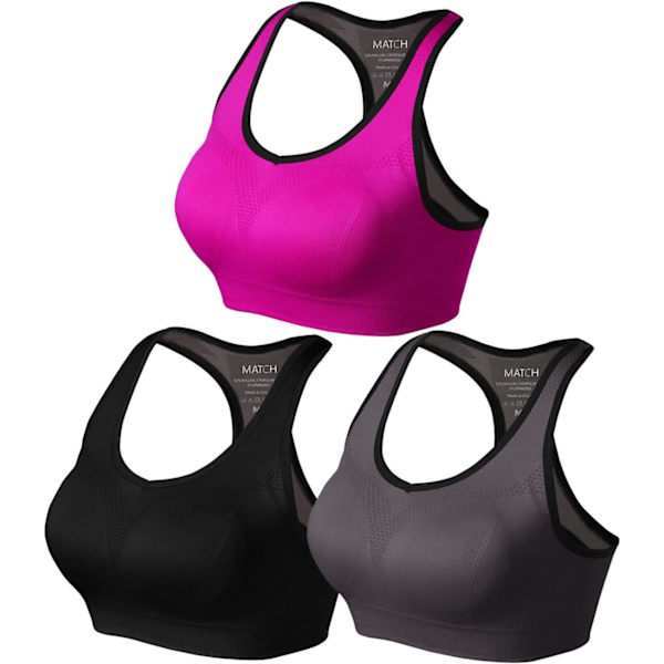 ch Damsporthållare Trådlös Sömlös Vadderad Racerback Yogabhå för Träning Gym Aktivkläder med Avtagbara Kuddar #0001 1 Pack med 3(bla Medium