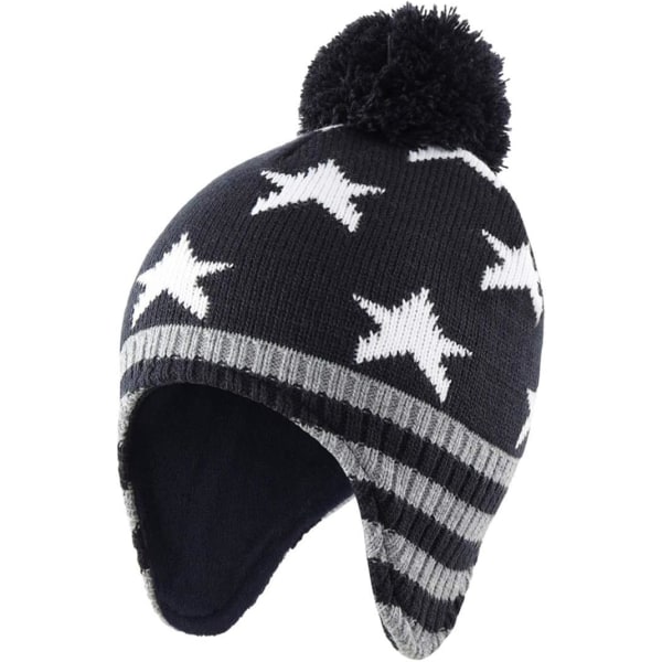 racy Baby Toddler Boys Girls Vinterhattar Varm Fleece Fodrad Öronlapp Mössa Barn Pom Knit Hat