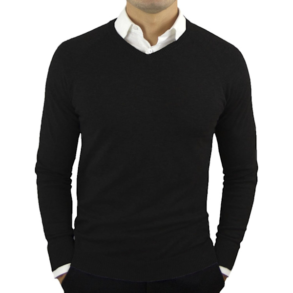 Bekvämt kragad herr perfekt slim fit lätt mjuk passform V-ringad pullover tröja
