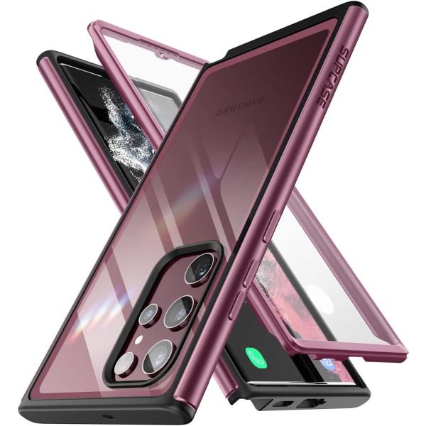 CASE UB Edge Pro Series Case för Samsung Galaxy S22 Ultra 5G (2022 release), Slim Frame Klart case med byggt vin