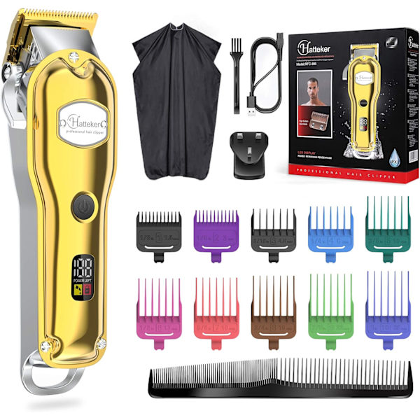 ir Clipper Professionell Hårklippare Män Hårklippare Skäggtrimmer Precision Lång Hårklippare Vattentät IPX7 Guld