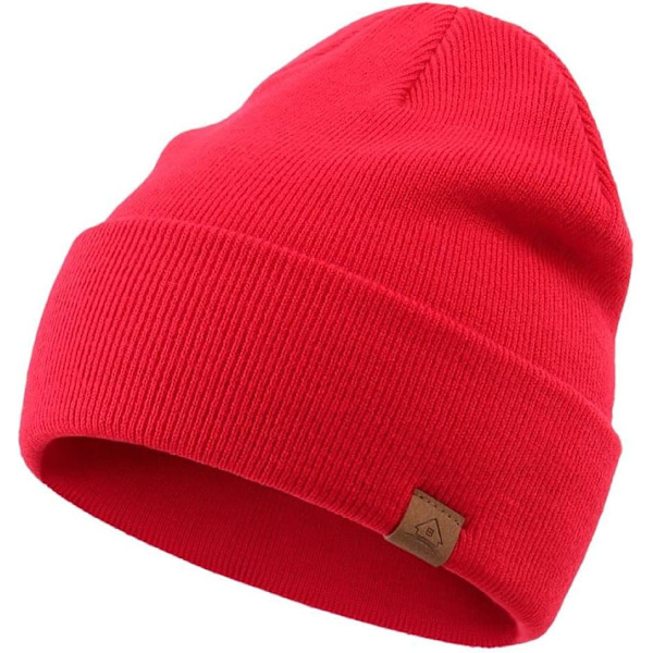 Racy Barnmössa Beanie Hat Utomhus Barn Vintermössor Barn Manschett Stickad Mössa för Pojkar Flickor Röd 4-12 År
