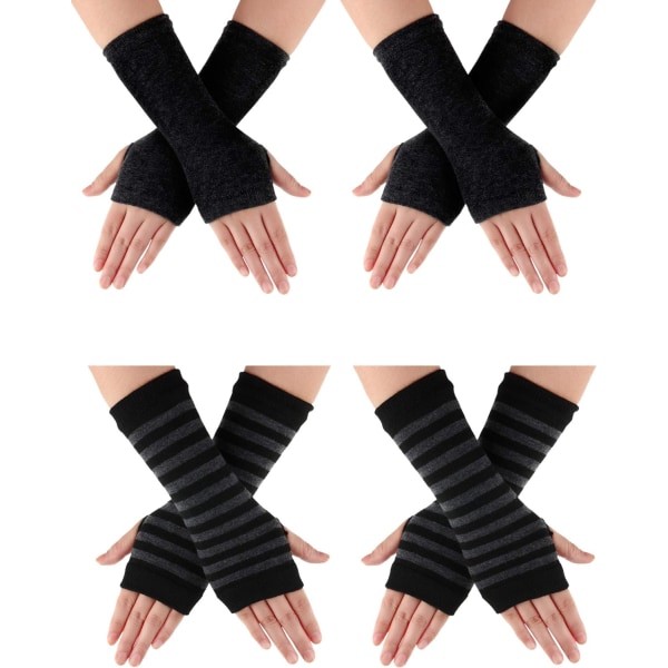 4 par handledslösa vantar med tumhål Unisex kashmir varma handskar