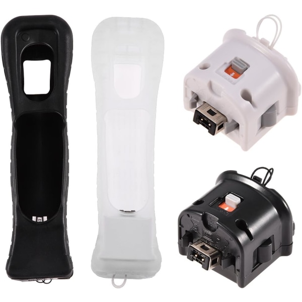 W Motion Plus Sensor Adapter med Silicon Case Cover för Nintendo Wii Remote Contro Black