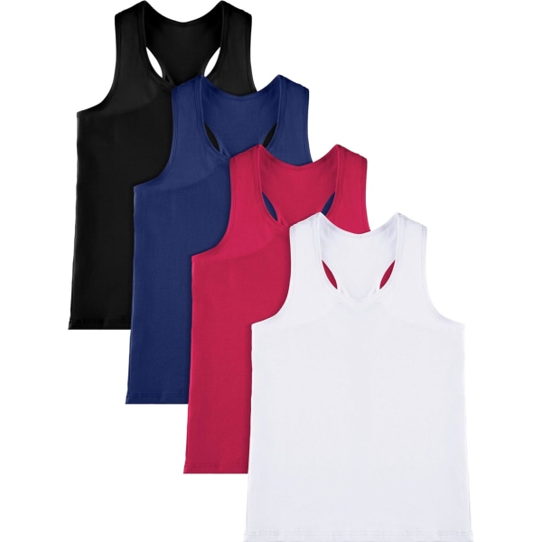 INIOR 4-pack flicktröjor för flickor, racerback crop top, ärmlös topp för gymnastik