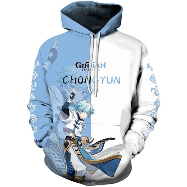 Cosplay Genshin Impact Anime Pullover Hoodie - Halloween Unisex Vuxen Manga Tröja Merch Kängurufickor  3X-Large