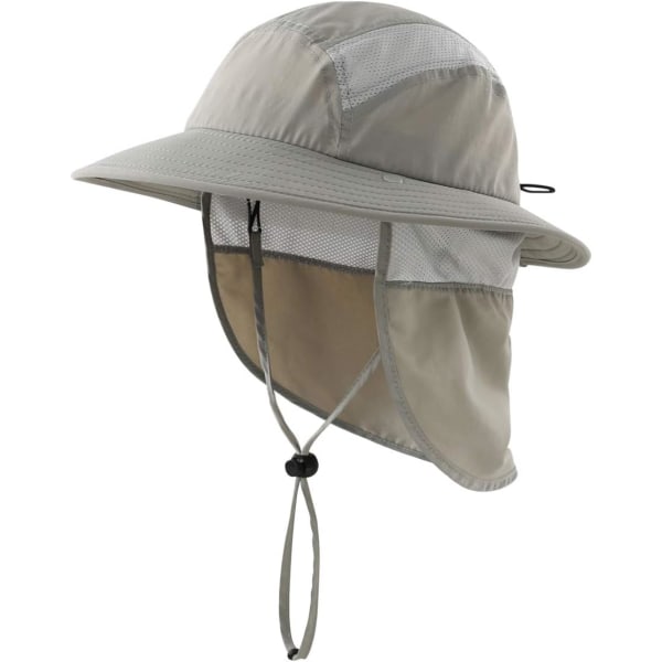 racy Barn Kids Boys Outdoor UPF50+ Bucket Sun Hat med nackskydd Bred Brätte Solskydd Hat Grå