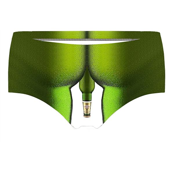 KAIJIA Dam Fashion Flirty Sexy Funny Naughty 3D Tryckt Söta Djur Underkläder Kalsonger Presenter Ölflaska Medium