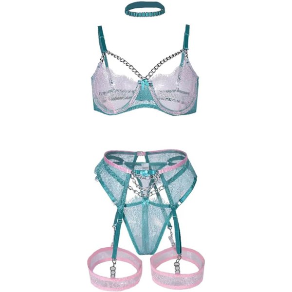 Kvinnors Lingerie Sexig Teddy One-Piece Spets Babydoll Fishnet BabyDoll Bodysuit Nattlinne Q00829j Liten