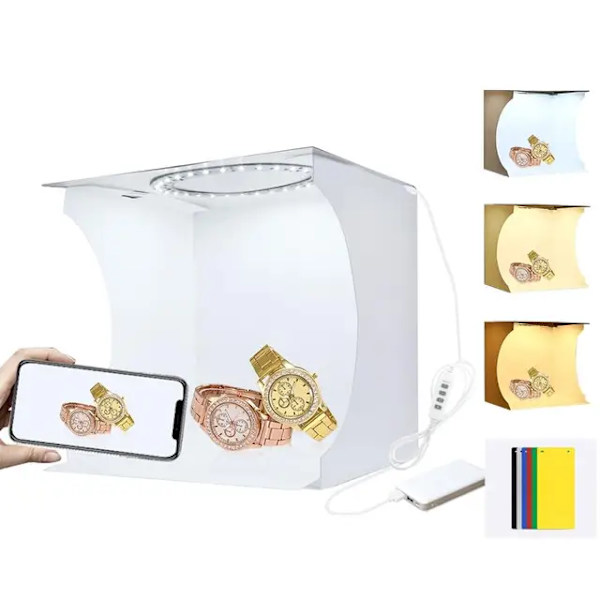 Lh 23cm ring LED mini bärbar panel belysning studio foto skott tält låda kit w