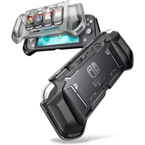 ba [Blade Series] Fodral för Nintendo Switch Lite, 4 spelkortshållare Dammskyddad frontkåpa, TPU skyddande bärbar Acce Svart