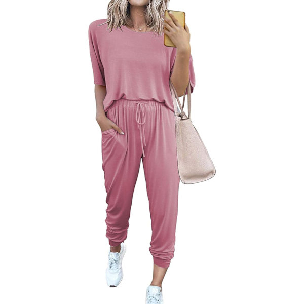 nya dam 2-delade sportkläder långärmad toppar och byxor set sweatshirts kortärmad-pi medium
