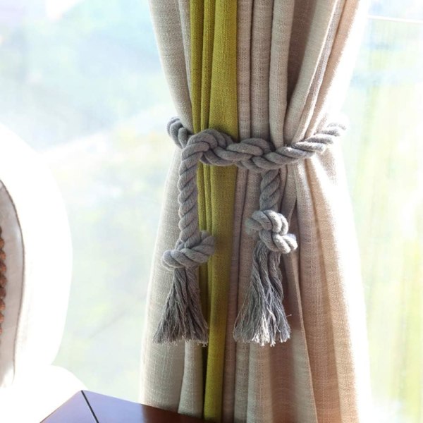 UPUP 4-pack vita gardinfästen Utomhus dekorativa repgardiner Hållare Knytbackar draperihållare för skira gardiner ljusgrå 4 delar