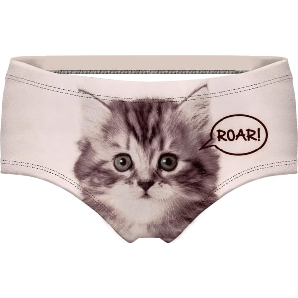 KAIJIA Dam Fashion Flirty Sexy Funny Naughty 3D Tryckt Söta Djur Underkläder Briefs Gåvor Katt Ryta Medium