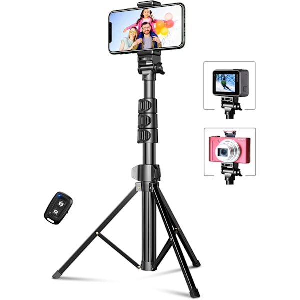 Sfie Stick Tripod Ben, TEUMI 51\" Utbyggbar Mobiltelefon Tripod med Bluetooth Fjärrkontroll, Li