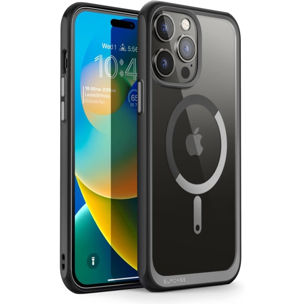 CASE Unicorn Beetle Mag Case för iPhone 14 Pro 6.1", Kompatibel med MagSafe Shockproof Protective Slim Clear Case (Black Black