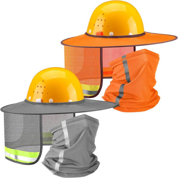 ieces/ 2 set solhatt med hög synlighet solskydd full bredd mesh nackskydd solskydd nackskydd nackskydd bandana ansikte  grå, orange