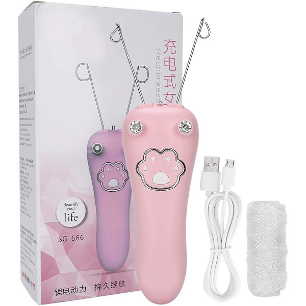 Ectric Threading Epilator, Kroppsansiktshårborttagning för kvinnor, USB-laddning PhysicaPink