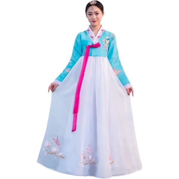 ATPG Långärmad Hanbok Kvinnor Klänning Set Outfit Koreanska Traditionella Palats Bröllop Dans Cosplay Halloween Kostym