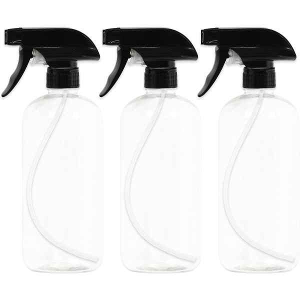 uto sprayflaska Heavy Duty kemikaliebeständig flaska, 16 oz 3-pack svart, klar