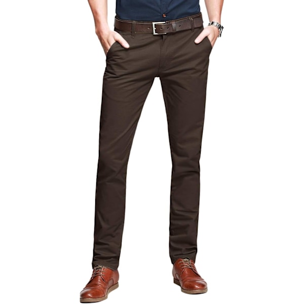 ch herr Slim Tapered Flat Front Casual byxor mörk khakifärgad 29